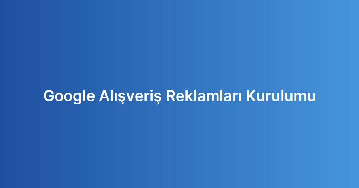 Google Alışveriş Reklamları Kurulumu
